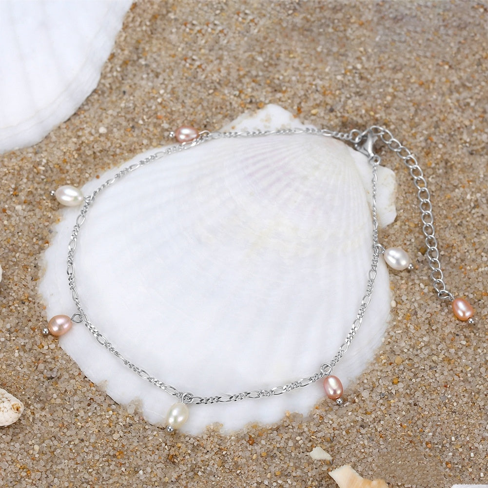 Natural Pearl Pendant Anklet